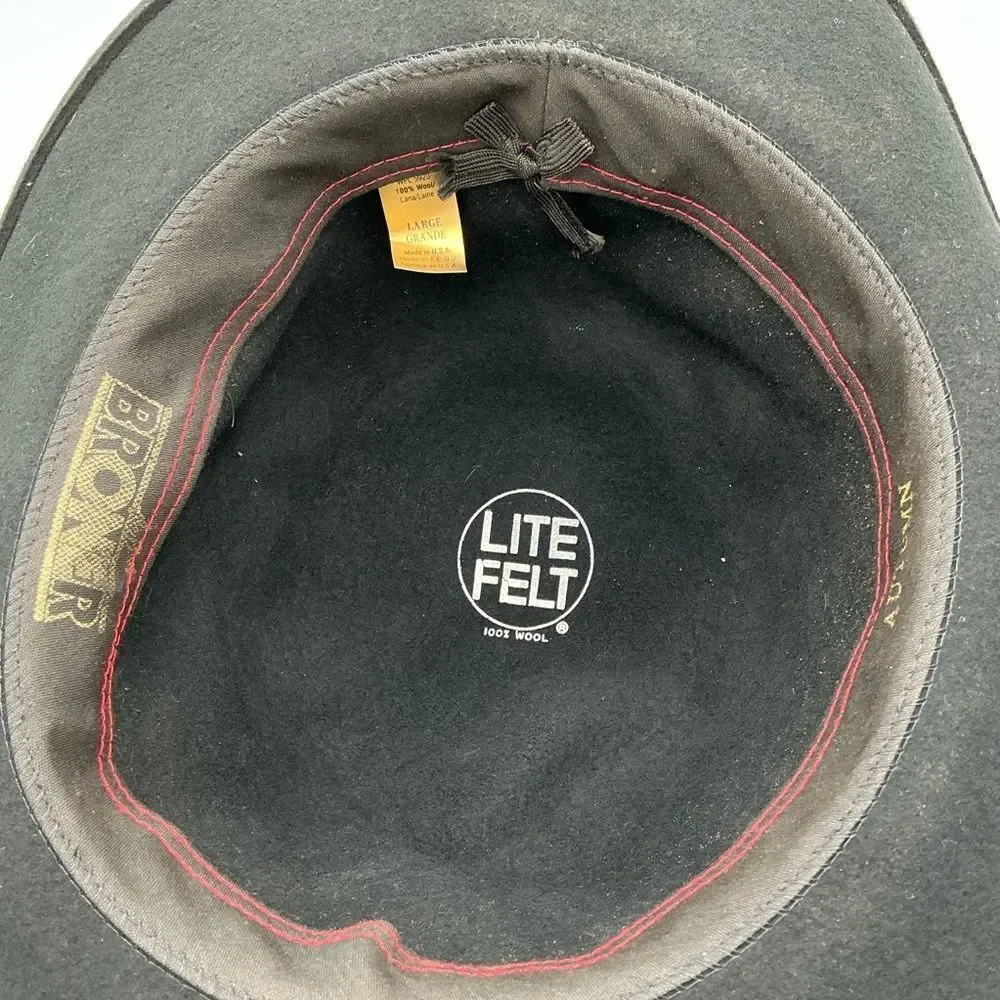 Lite Felt wool Black Fedora Hat with black trim size L